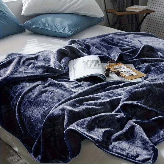Luxurious Blue Flannel Throw Blanket – Ultra-Soft Cozy Winter Bedroom & Couch Cover