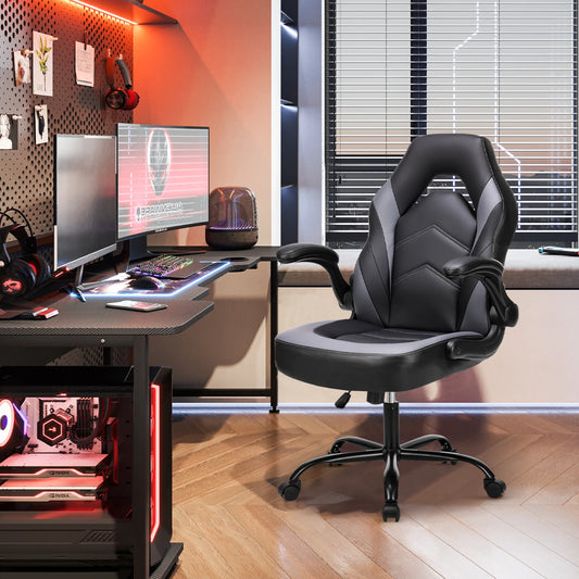 JHK Ergonomic Gaming Chair – Adjustable PU Leather Racing Desk Chair with Footrest & Swivel Base