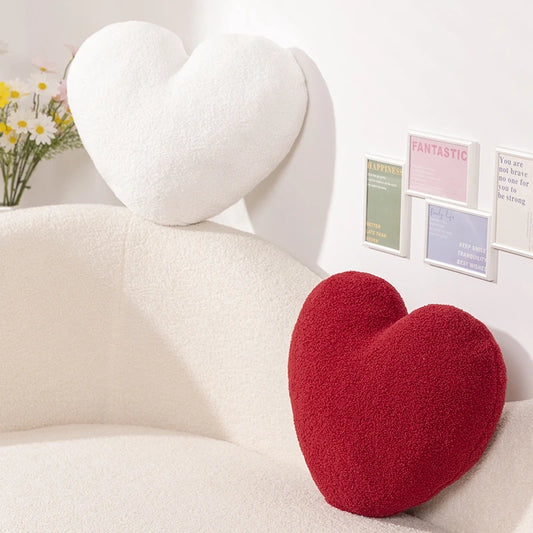 Heart-Shaped Plush Throw Pillow – Soft, Cozy Decorative Cushion