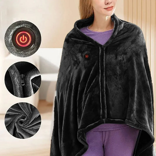 USB Heated Shawl Electric Blanket – Wearable Heated Poncho Throw with 3 Heat Levels, Ultra-Soft & Cozy
