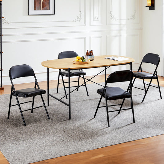 Leather Padded Folding Chair – Sturdy Metal Frame, Comfortable Cushion, Easy-Fold Design for Dining, Office & Living Spaces
