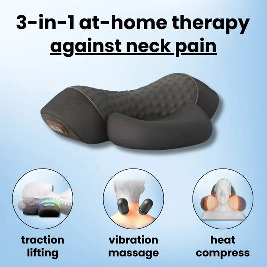 Soothe 3-in-1 Neck Massager – Cervical Traction Pillow with Heat & Vibration • Neck Pain Relief, Spine Alignment & Deep Relaxation