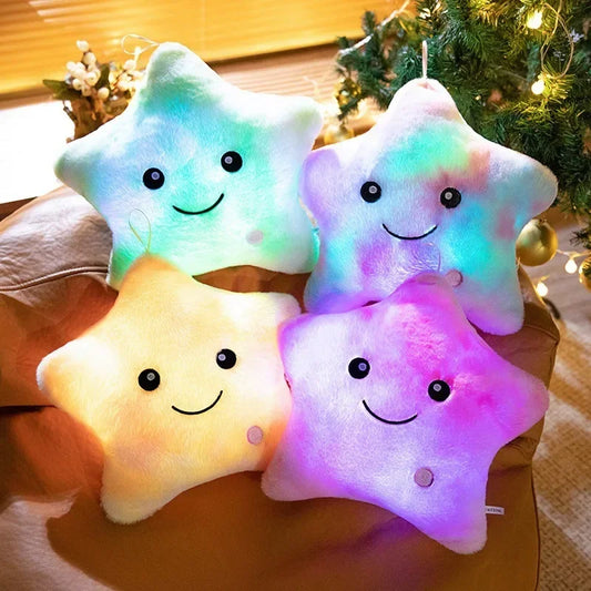 Luminous Star Plush Throw Pillow – Soft LED Light Up Decorative Cushion for Bed & Sofa
