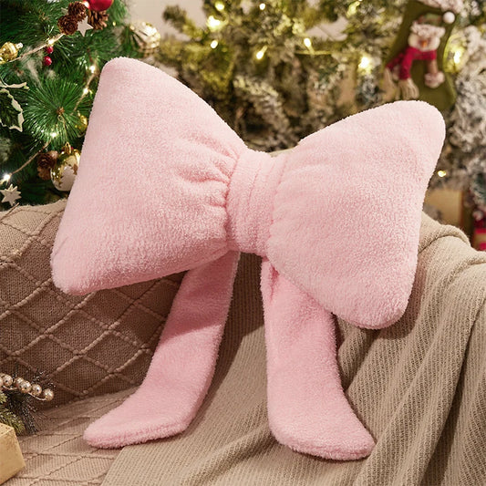 Bowknot Throw Pillow – Soft Plush Decorative Bow Cushion for Sofa & Bed