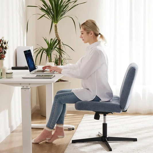 Criss Cross Legged Office Chair – Armless Wide Seat Desk Chair